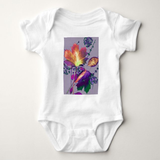 Autumn Leaves in Lilac Baby Bodysuit (Front)