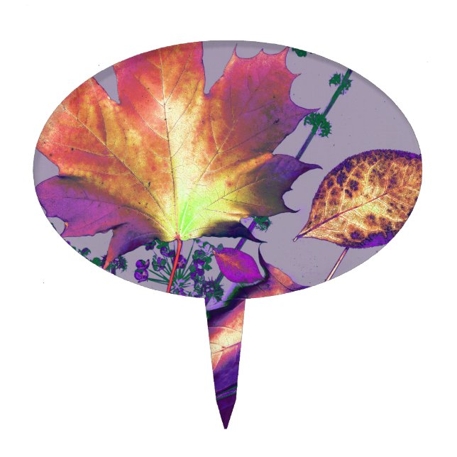 Autumn Leaves in Lilac Cake Topper (Front)