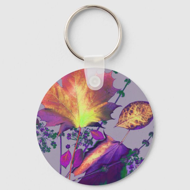 Autumn Leaves in Lilac Keychain (Front)