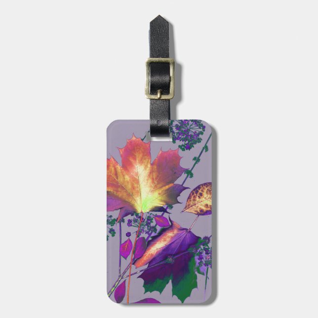 Autumn Leaves in Lilac Luggage Tag (Front Vertical)