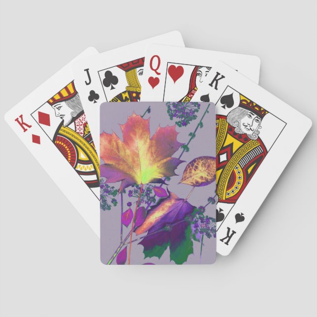 Autumn Leaves in Lilac Poker Cards (Back)