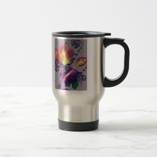 Autumn Leaves in Lilac Travel Mug (Right)