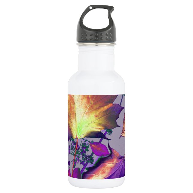 Autumn Leaves in Lilac Water Bottle (Front)