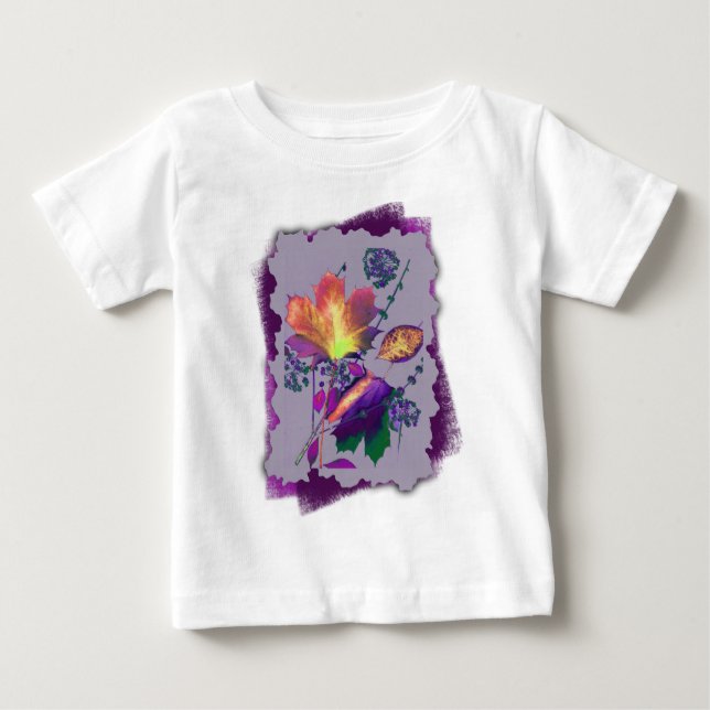 Autumn Leaves in Lilac with Purple Baby T-Shirt (Front)