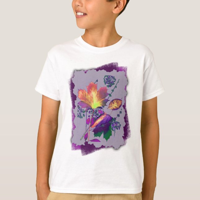 Autumn Leaves in Lilac with Purple T-Shirt (Front)