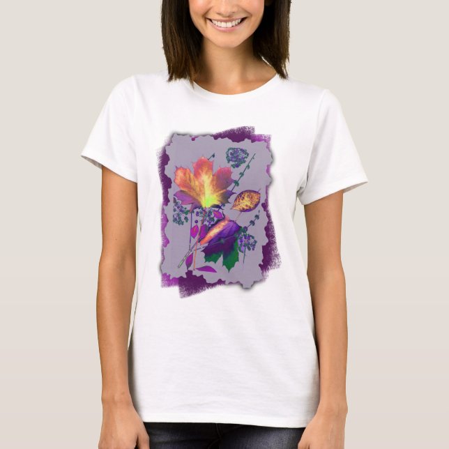 Autumn Leaves in Lilac with Purple T-Shirt (Front)