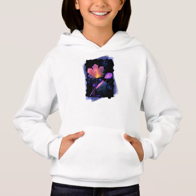 Autumn Leaves in Neon and Blue Hoodie (Front)