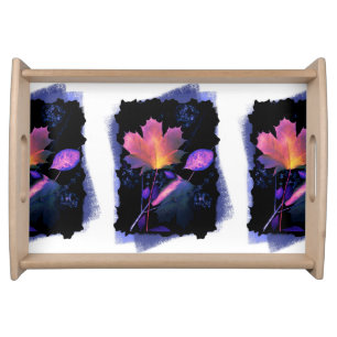 Autumn Leaves in Neon and Blue Serving Tray