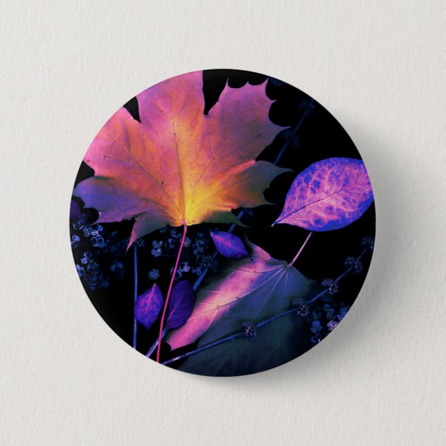 Autumn Leaves in Neon Button (Front)