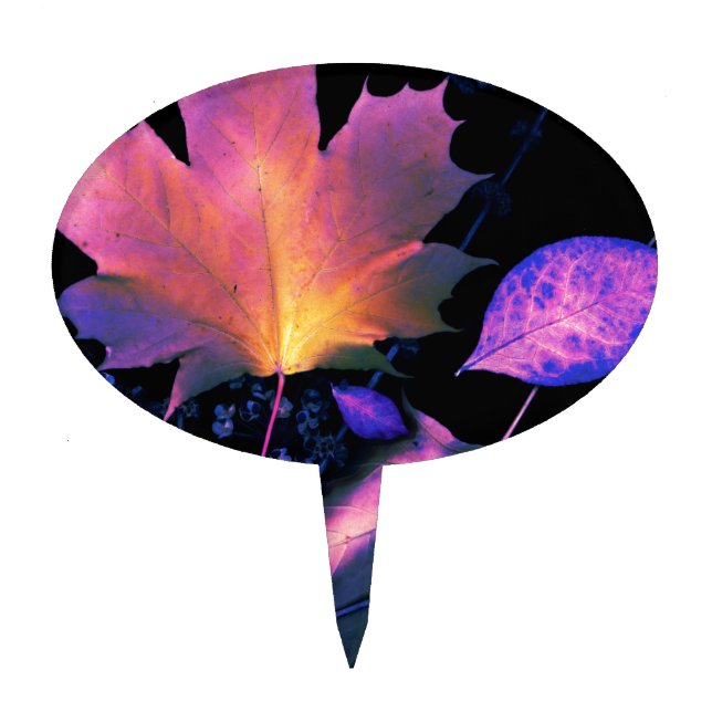 Autumn Leaves in Neon Cake Topper (Front)