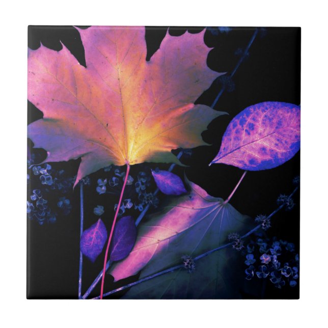 Autumn Leaves in Neon Ceramic Tile (Front)