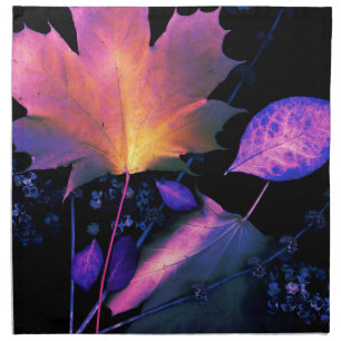 Autumn Leaves in Neon Cloth Napkin