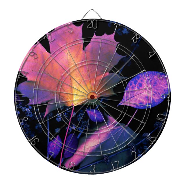 Autumn Leaves in Neon Dartboard (Front)