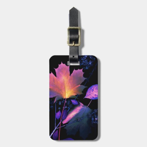 Autumn Leaves in Neon Luggage Tag