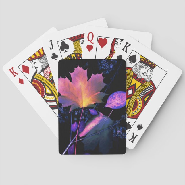 Autumn Leaves in Neon Poker Cards (Back)