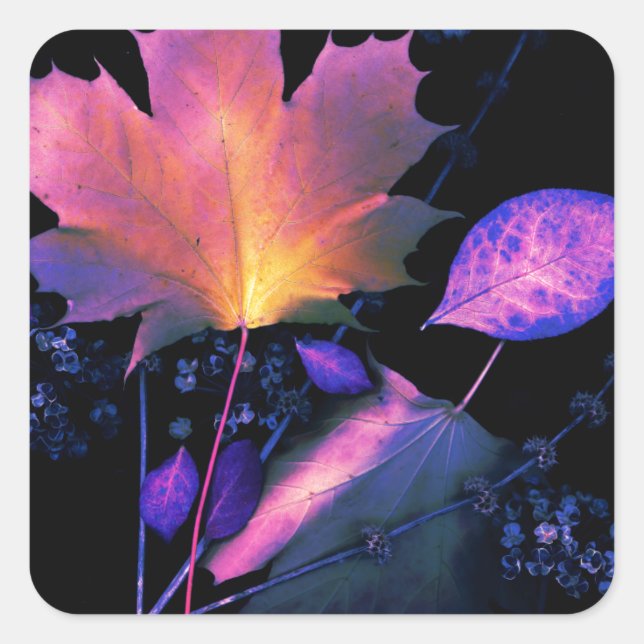 Autumn Leaves in Neon Square Sticker (Front)