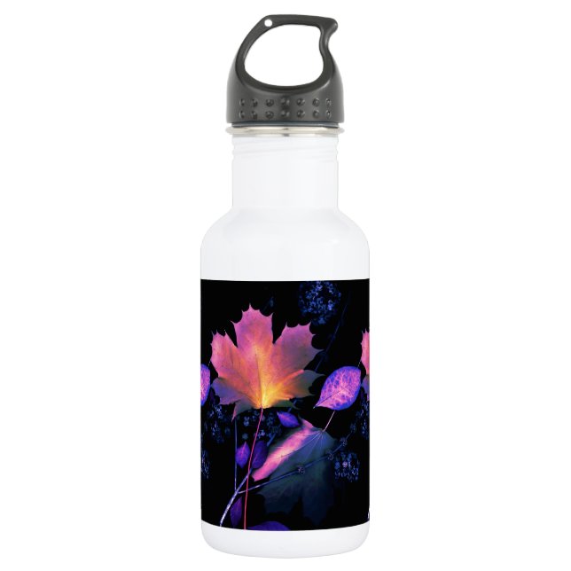 Autumn Leaves in Neon Stainless Steel Water Bottle (Front)