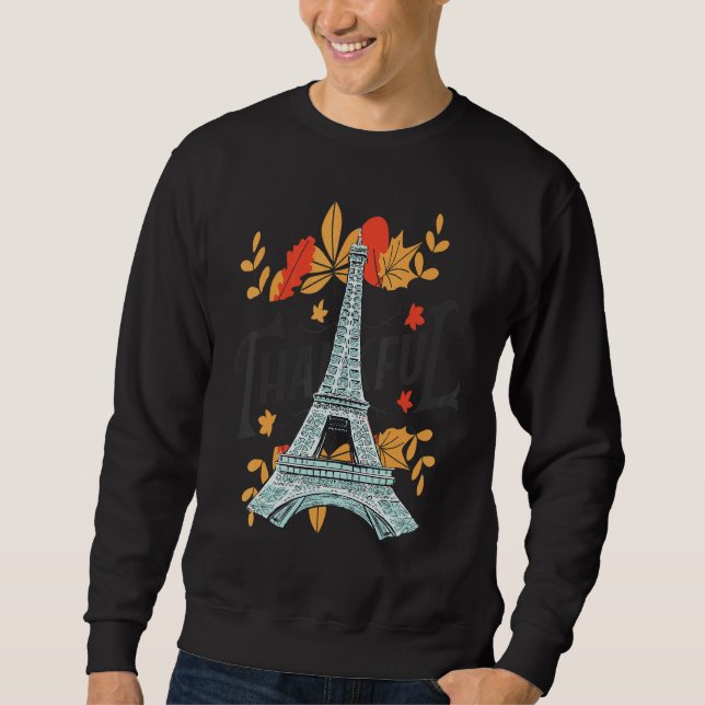Autumn Leaves in Paris Eiffel Tower Fall Vibes in  Sweatshirt (Front)