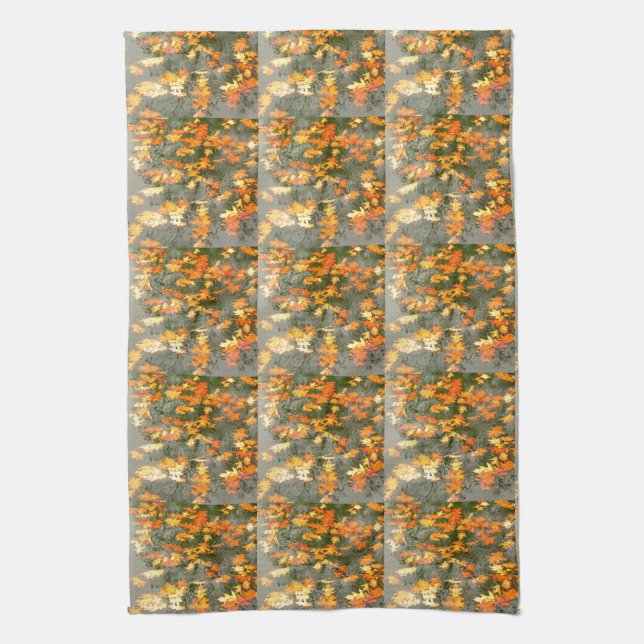 autumn leaves in rain towel (Vertical)