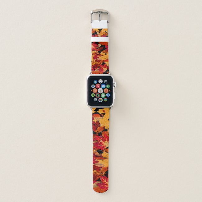 Autumn Leaves in Red Orange Yellow Brown Apple Watch Band