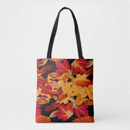 Autumn Leaves in Red Orange Yellow Brown Tote Bag
