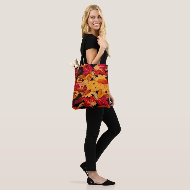 Autumn Leaves in Red Orange Yellow Brown Tote Bag (On Model)