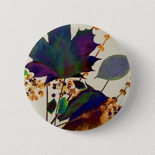 Autumn Leaves in Royal Colors Button (Front)