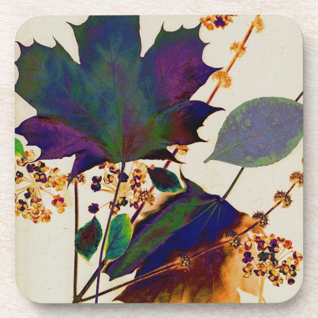 Autumn Leaves in Royal Colors Coaster (Front)