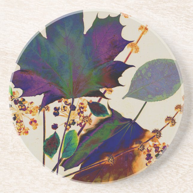 Autumn Leaves in Royal Colors Coaster (Front)