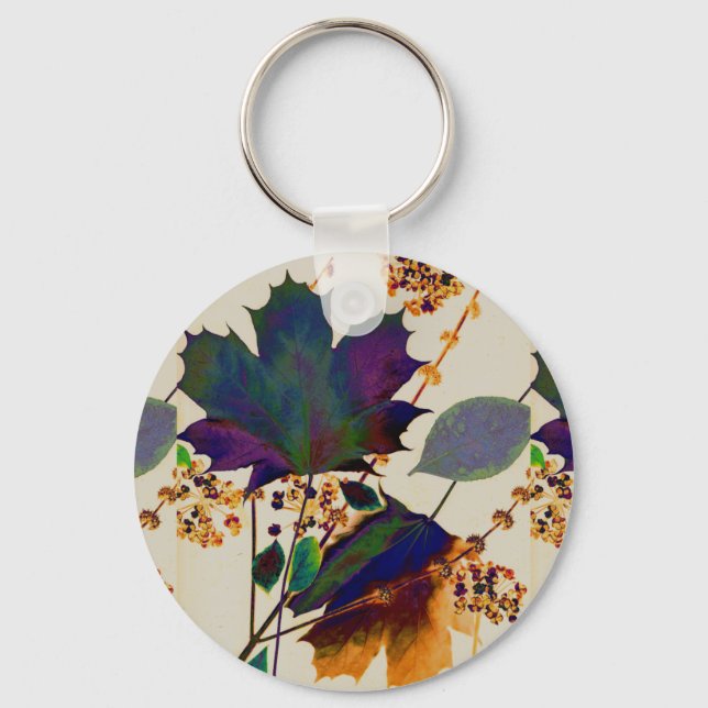 Autumn Leaves in Royal Colors Keychain (Front)