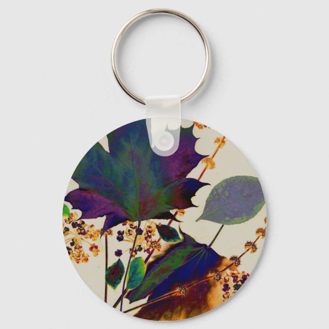 Autumn Leaves in Royal Colors Keychain (Front)
