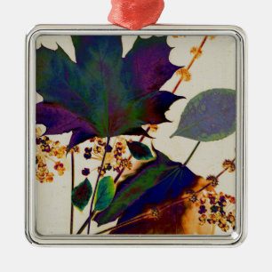 Autumn Leaves in Royal Colors Metal Ornament