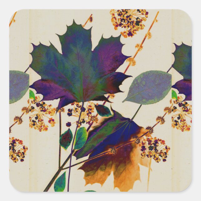 Autumn Leaves in Royal Colors Square Sticker (Front)