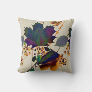 Autumn Leaves in Royal Colors Throw Pillow