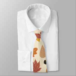 Autumn Leaves in Terracotta, Brown and Green Neck Tie