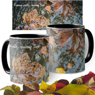 Autumn leaves in the forest stream mug