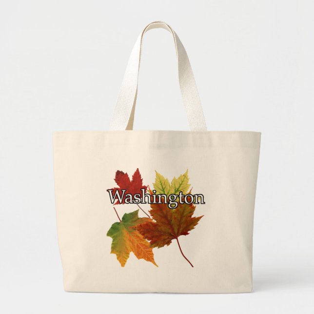 AUTUMN LEAVES IN WASHINGTON LARGE TOTE BAG (Front)