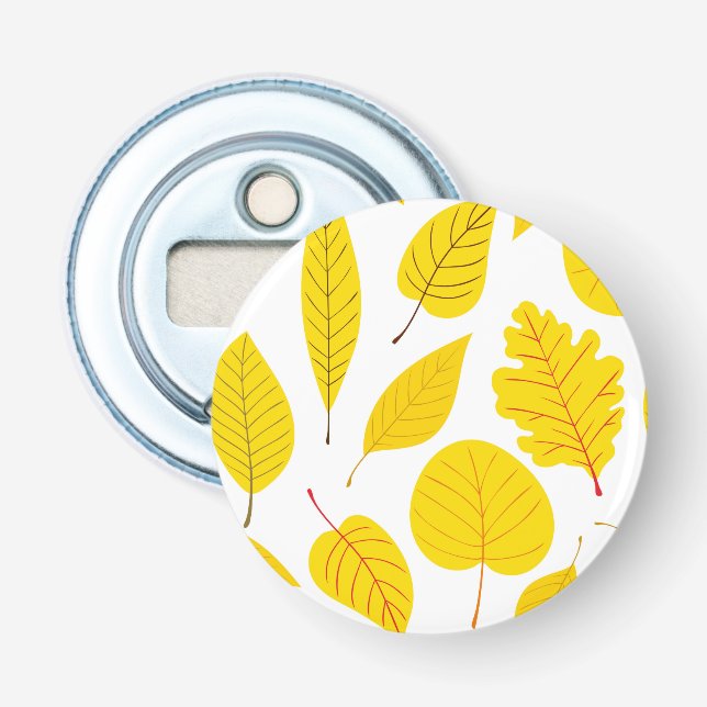 Autumn leaves in yellow bottle opener (Front)