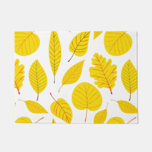 Autumn leaves in yellow doormat