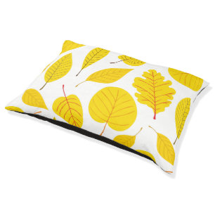 Autumn leaves in yellow pet bed