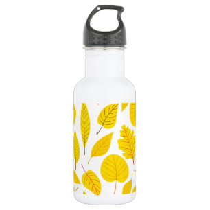 Autumn leaves in yellow stainless steel water bottle