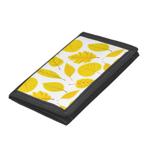 Autumn leaves in yellow trifold wallet
