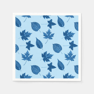 Autumn leaves - indigo and pale blue napkins