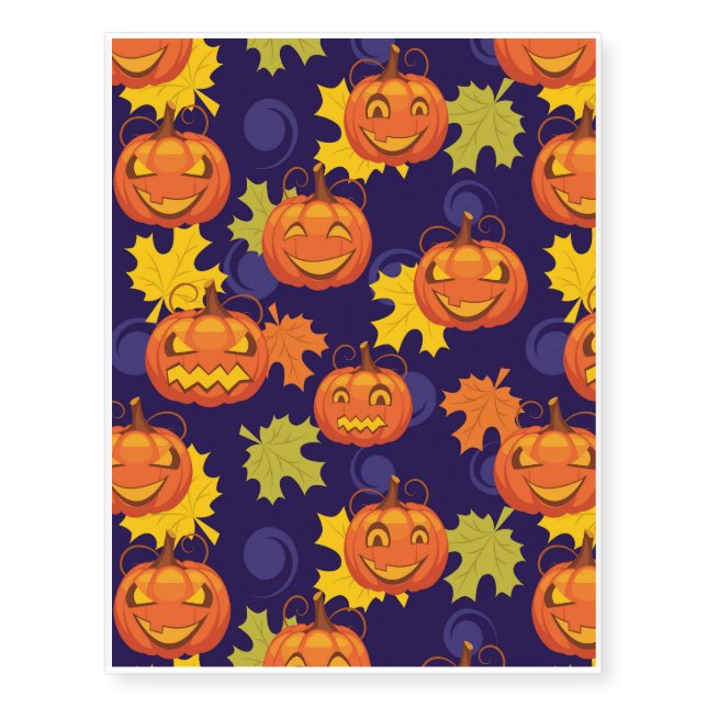 Autumn Leaves & Jack-O-Lanterns Temporary Tattoos (Front)
