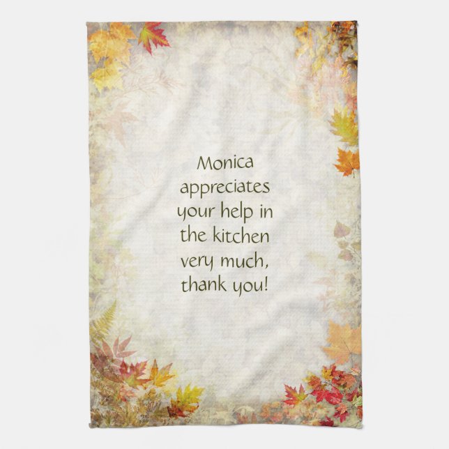 Autumn Leaves Kitchen Towel (Vertical)