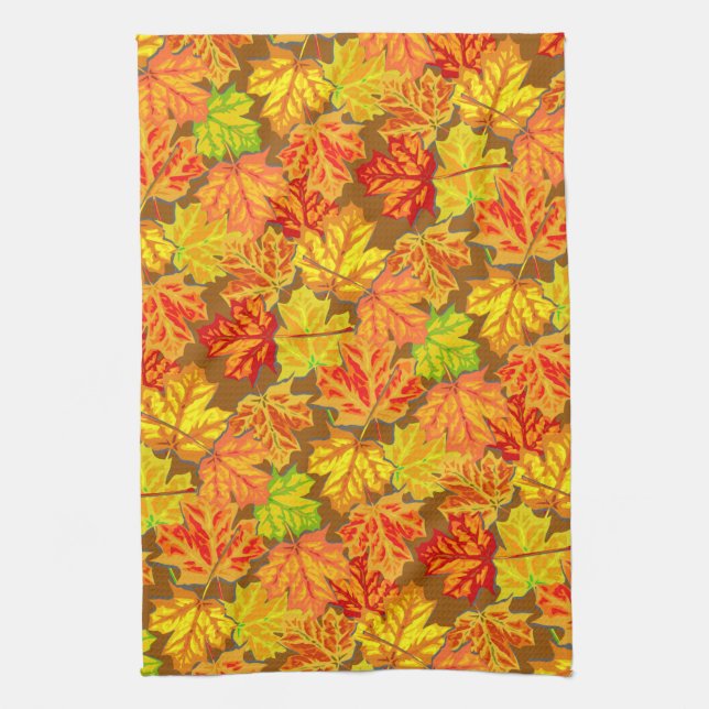 Autumn Leaves Kitchen Towel (Vertical)