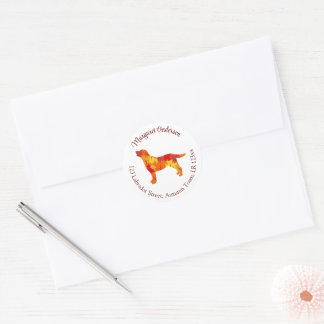 Autumn Leaves Labrador Retriever Return Address Classic Round Sticker
