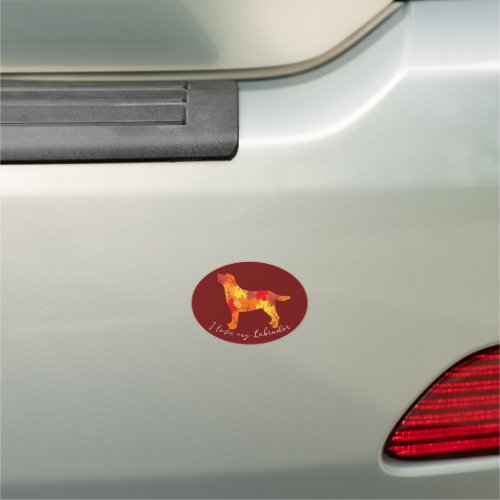 Autumn Leaves Labrador Retriever Silhouette Car Magnet