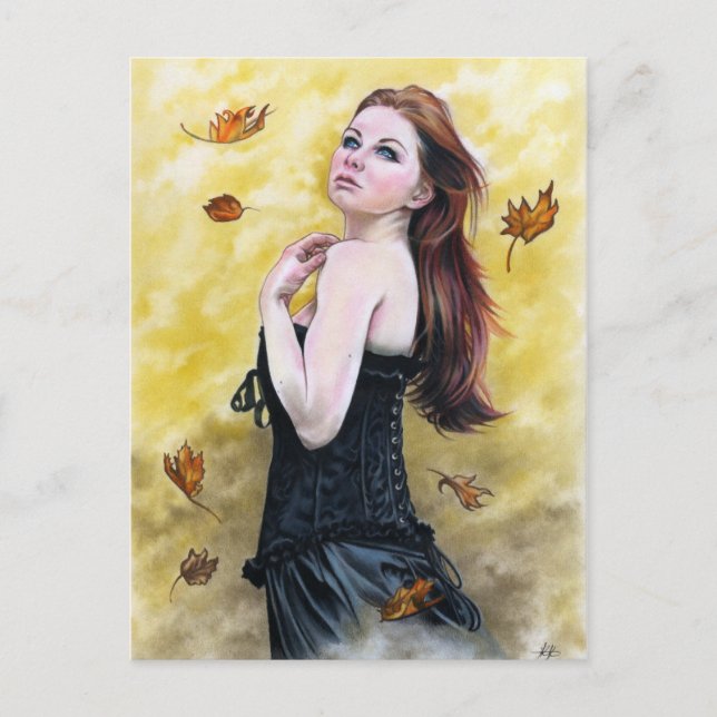 Autumn Leaves Lady fantasy art Katerinaart Postcard (Front)