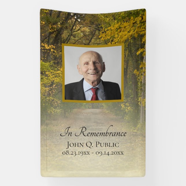 Autumn Leaves Lane Celebration of Life Funeral Banner (Vertical)